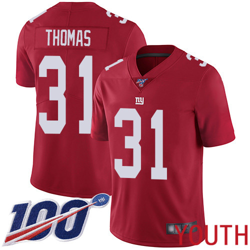 Youth New York Giants 31 Michael Thomas Red Limited Red Inverted Legend 100th Season Football NFL Jersey
